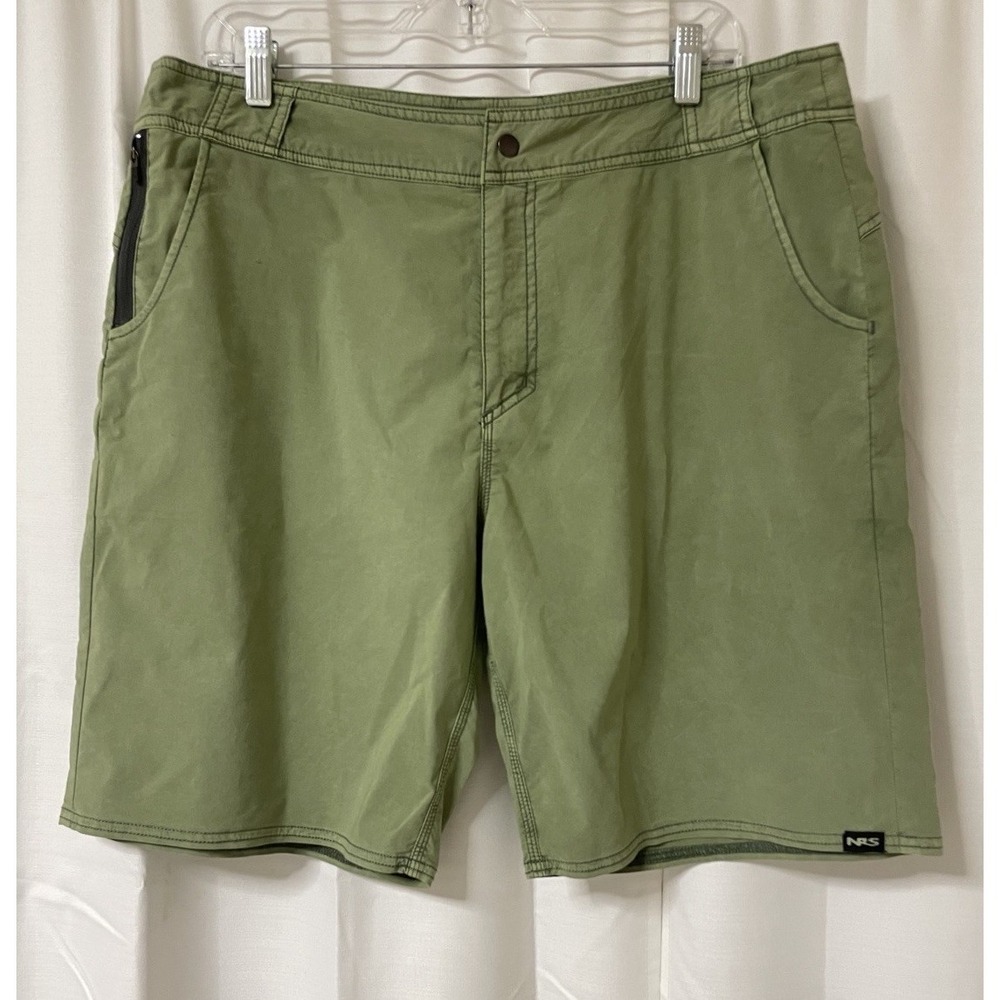 NRS Mens Shorts Outdoor Hiking Green Cotton Stretch 36